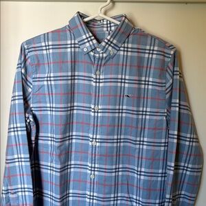Vineyard Vines Blue and Red Plaid Button-Down Shirt in flannel